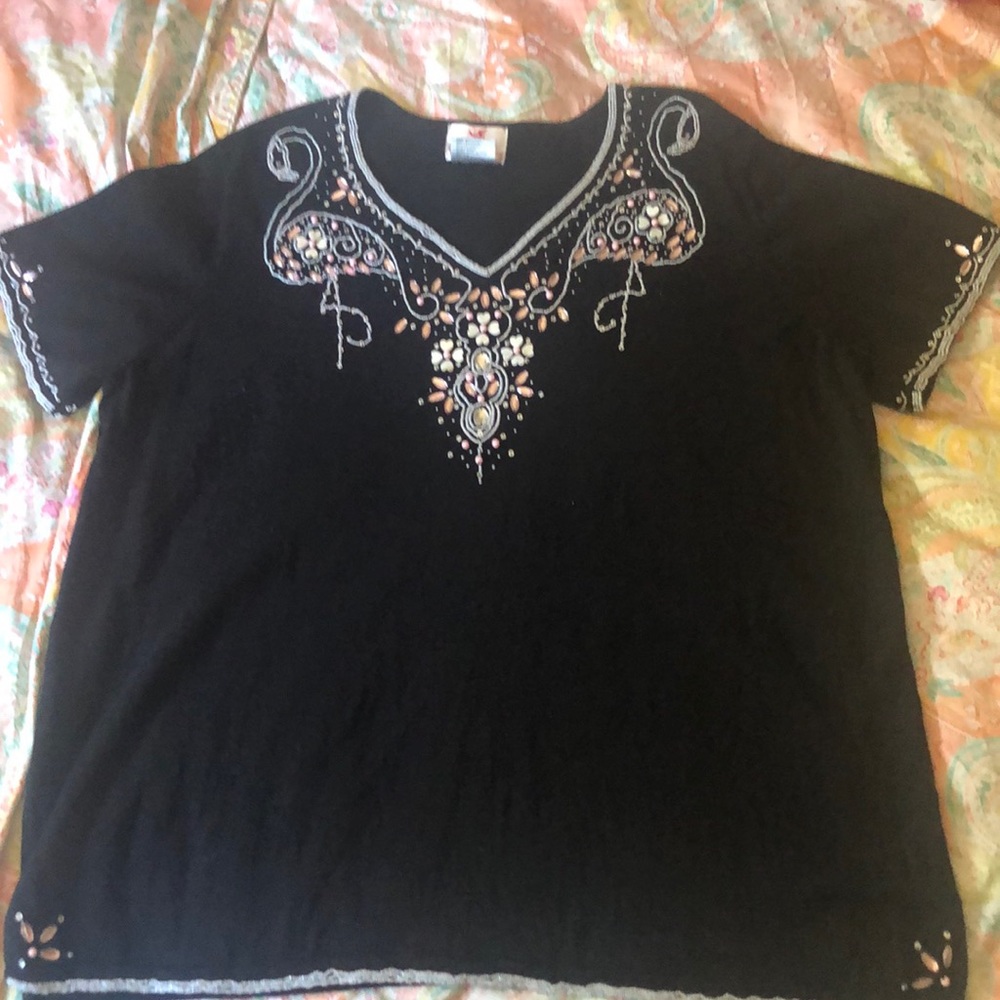 Quacker factory flamingo short sleeve top